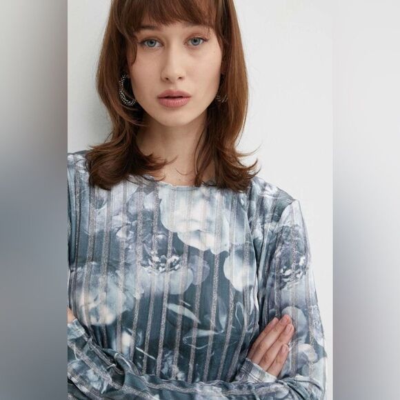 STINE GOYA VANESSA BLOUS METALIZED PEONIES Size S - Picture 4 of 15